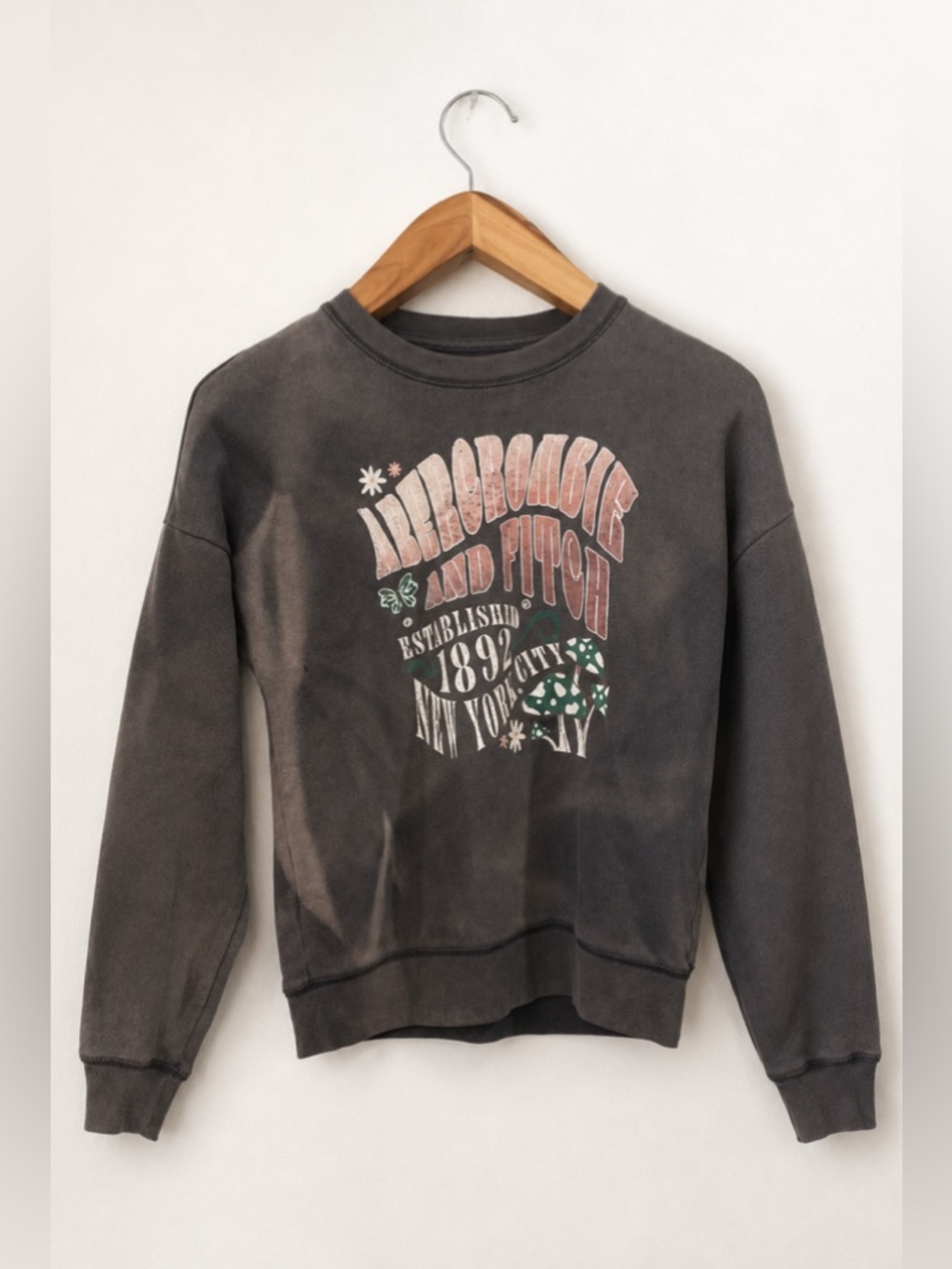 Abercrombie & Fitch Girl's Charcoal Groovy Crewneck Sweatshirt Size 11/12